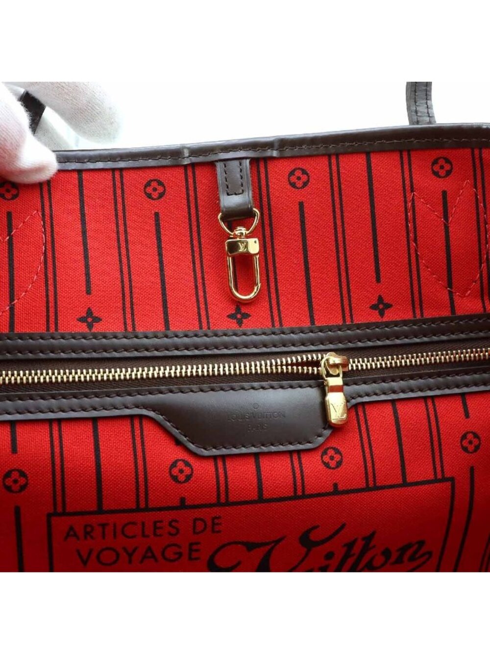 Louis Vuitton Damier Neverfull GM Tote Ebene Cerise Gold - Picture 7 of 9